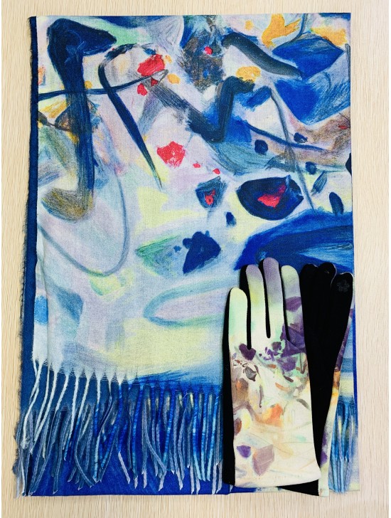 Oil Painting Design Glove + Scarf (SF1654 + GL1654)